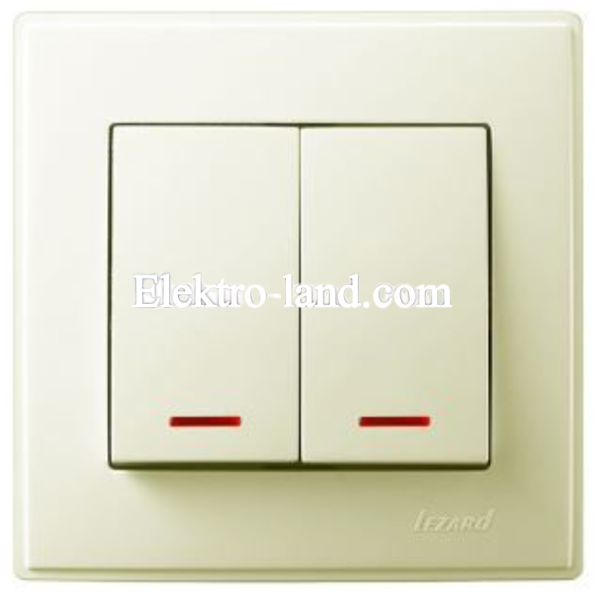 Выключатель двухклавишный с подсветкой Lezard Lesya, крем (705-0303-112)